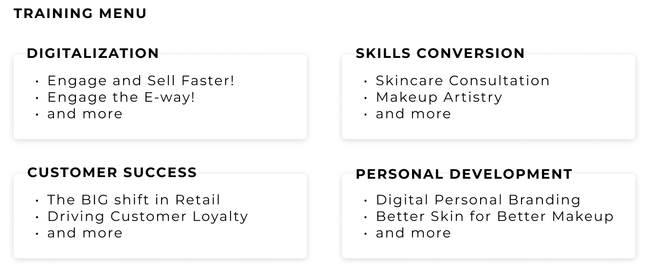 iDA Singaporeのトレーニングメニュー