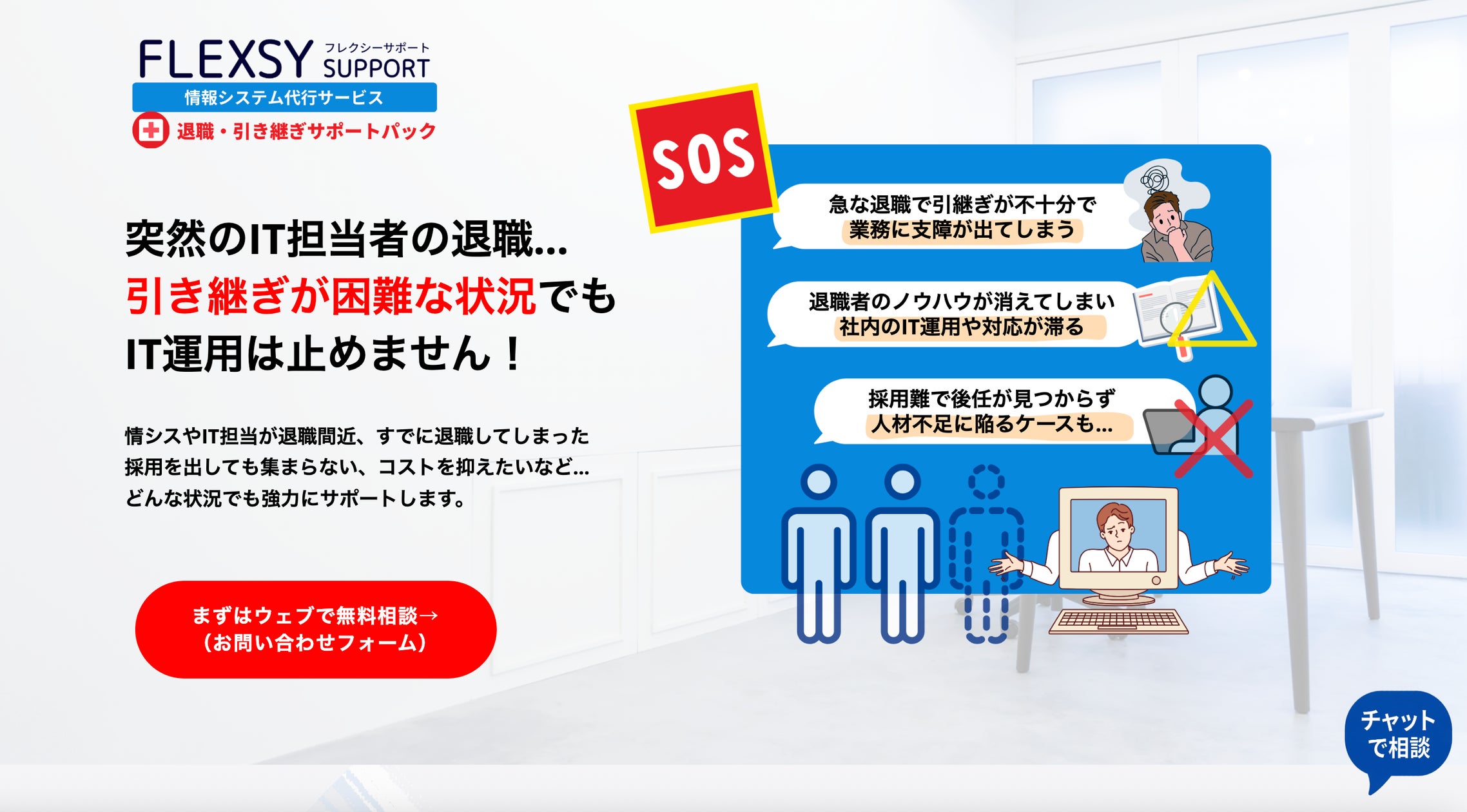 情シス・社内ITアウトソーシングのフレクシーサポート情報システム代行サービス、「情シス・IT担当の退職・引き継ぎサポートパック」を退職・異動 ...