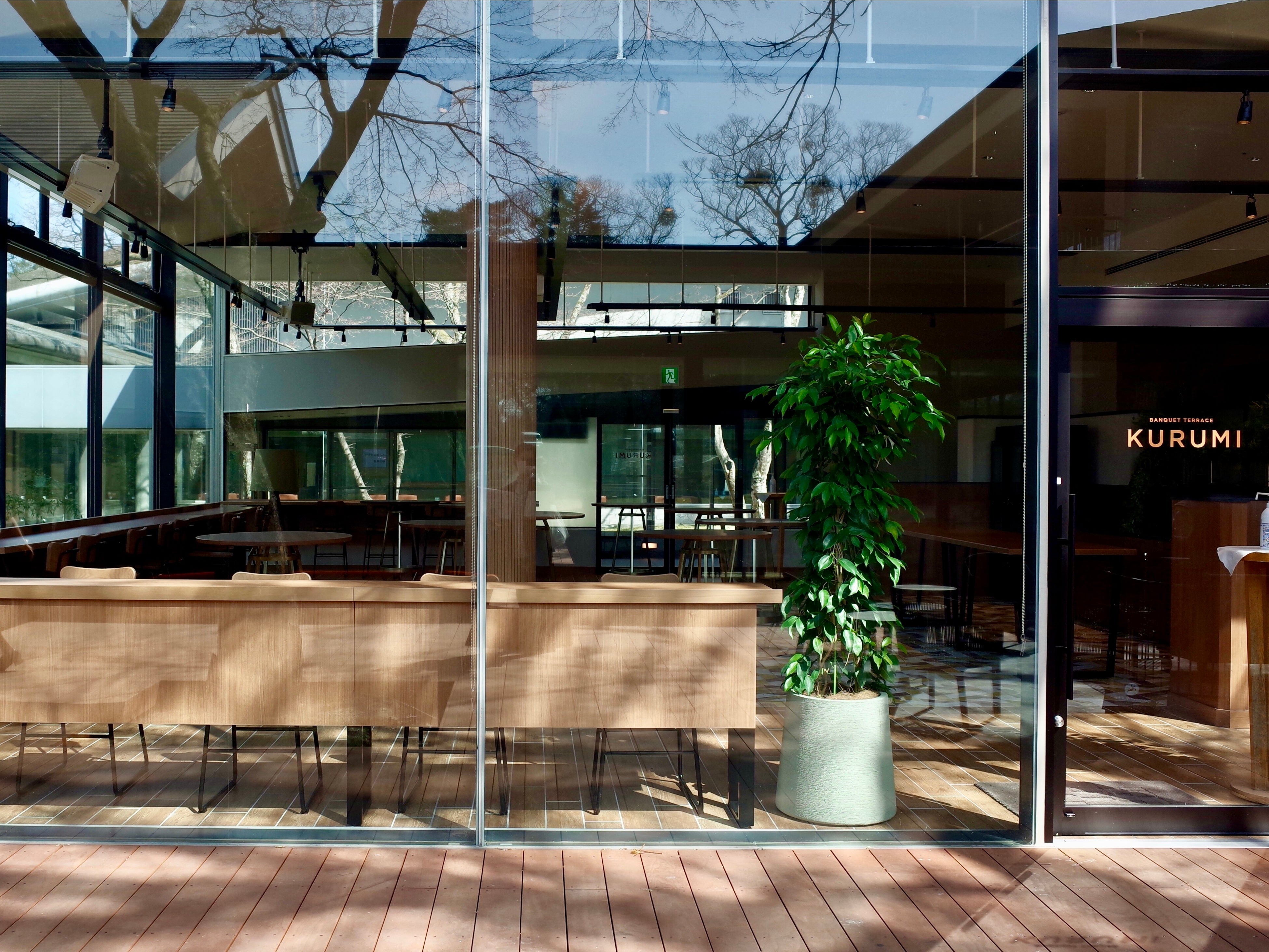 展示会場となるKURUMIは緑にかこまれた開放感あふれる建物