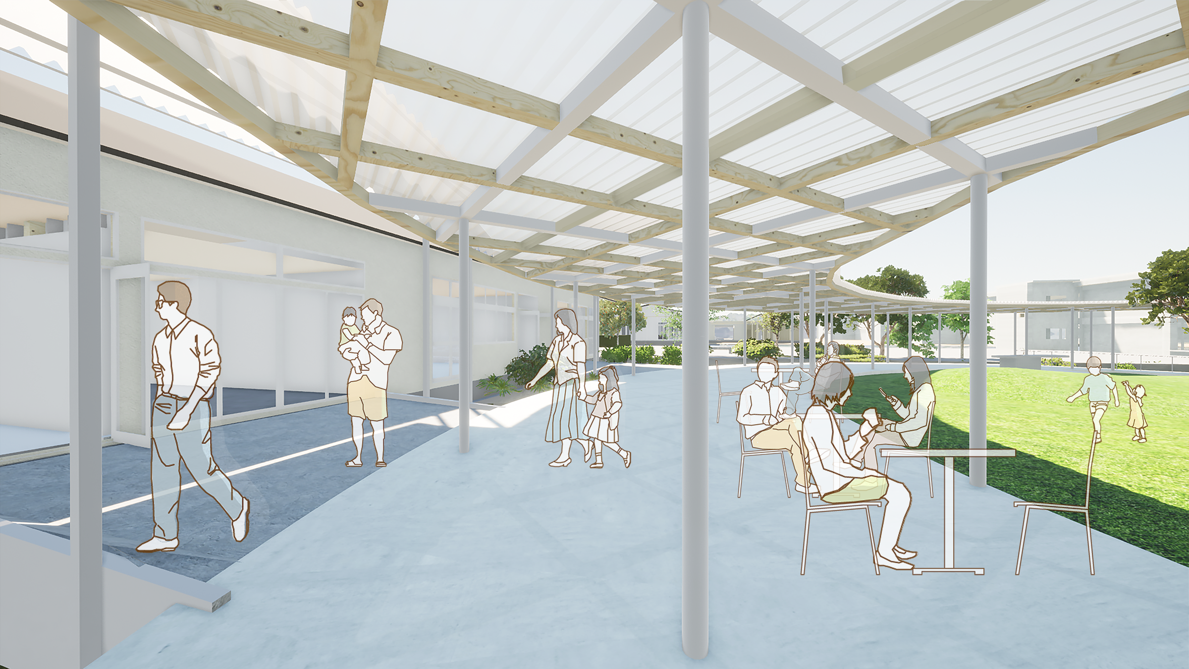 園舎と「わっか」