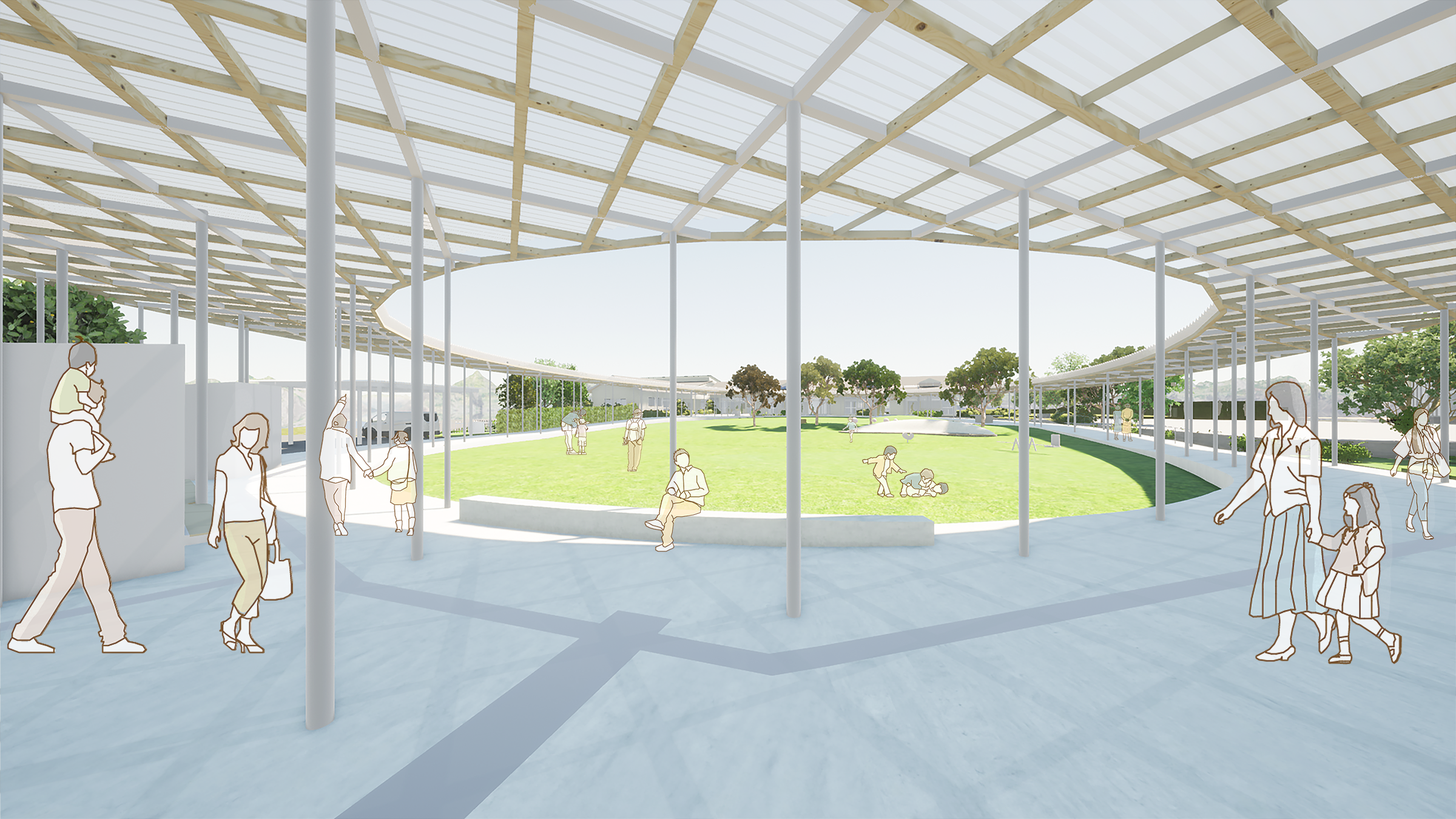 敷地を大きく囲む「わっか」