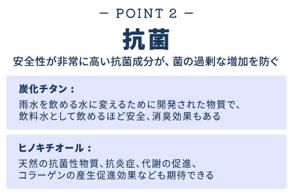 2つの抗菌成分が、菌の過剰な増加を防ぐ