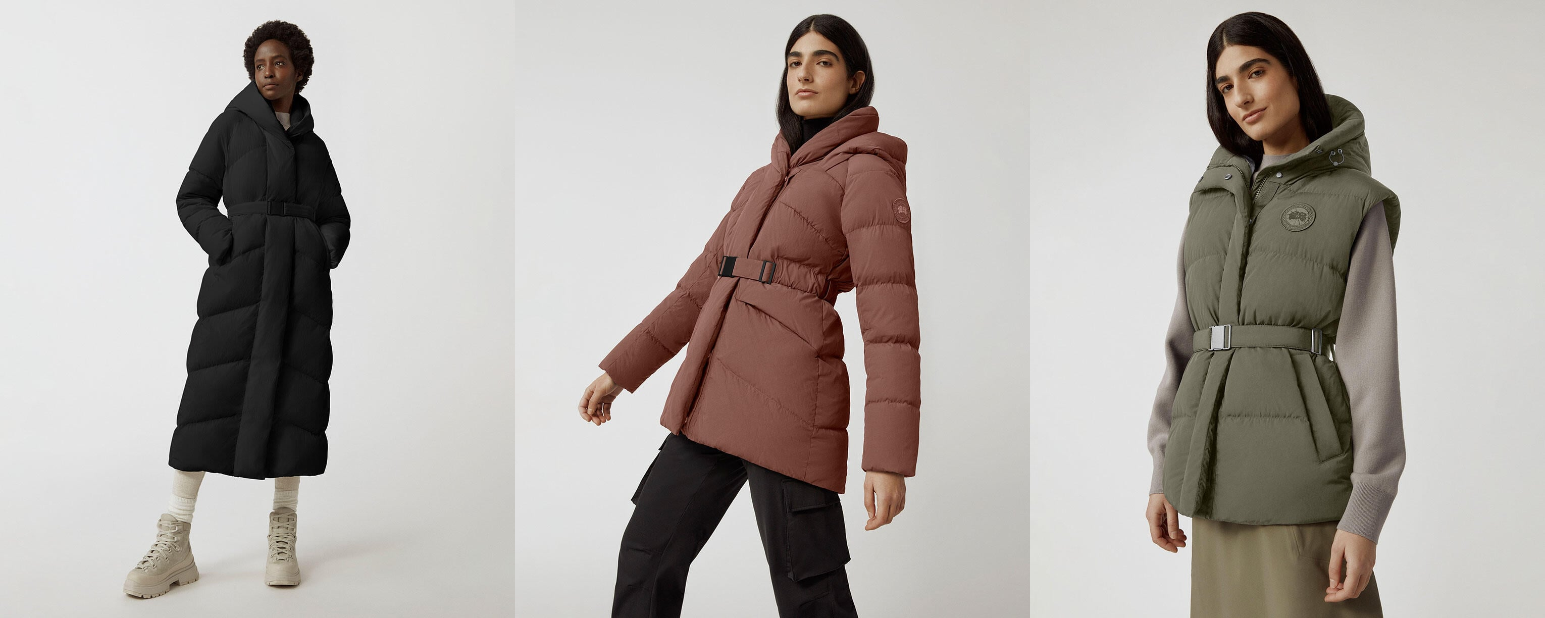  【左から：MARLOW PARKA（¥176,000）, MARLOW COAT（¥154,000）, RAYLA VEST（¥97,900）】