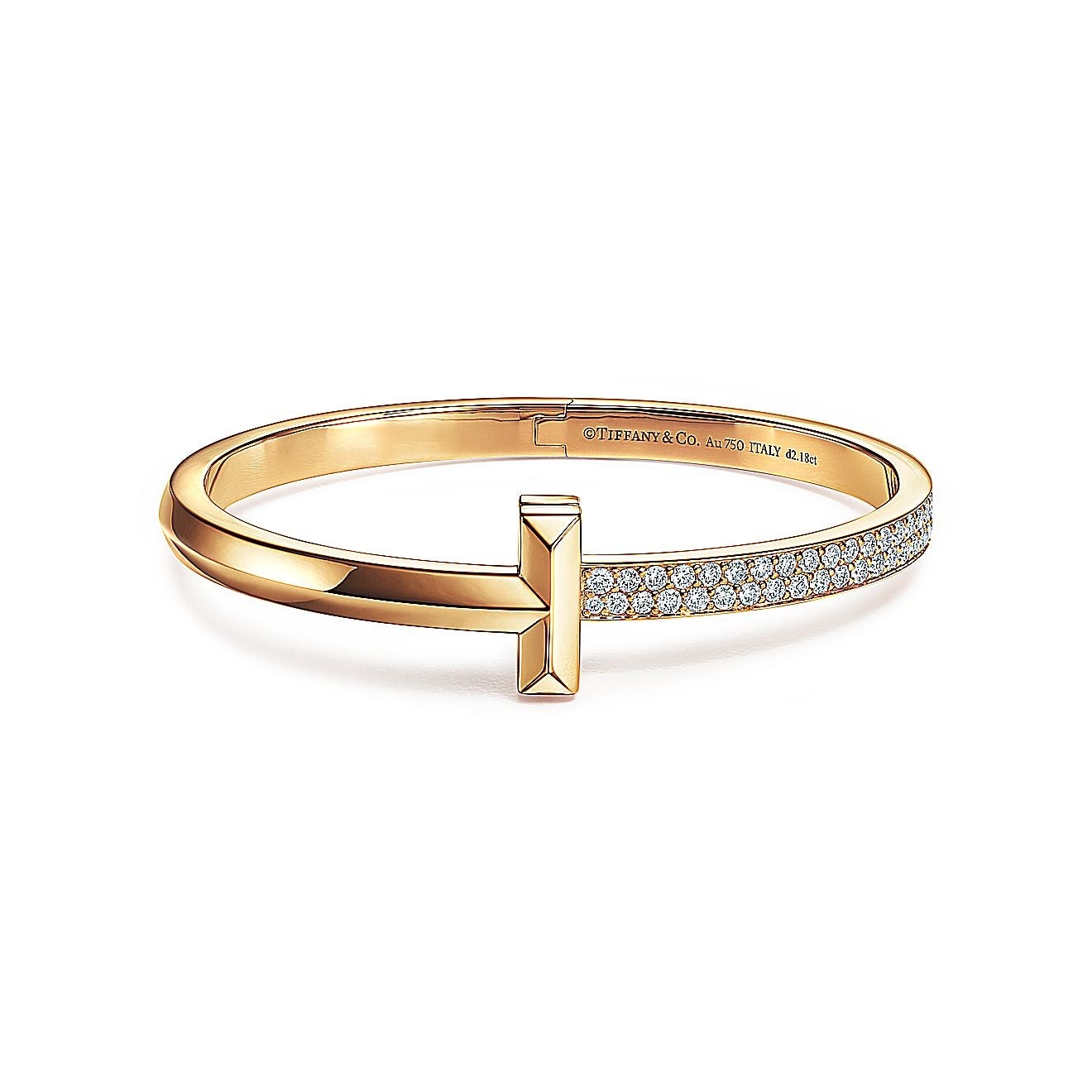 ティファニー T ワン ワイド ヒンジ バングル 18K イエローゴールド、ダイヤモンド ¥2,970,000-税込