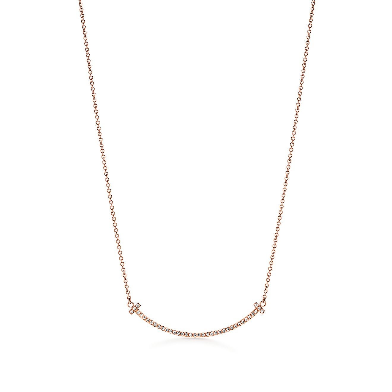 ティファニー T スマイル ペンダント 18K ローズゴールド、ダイヤモンド ¥335,500-税込