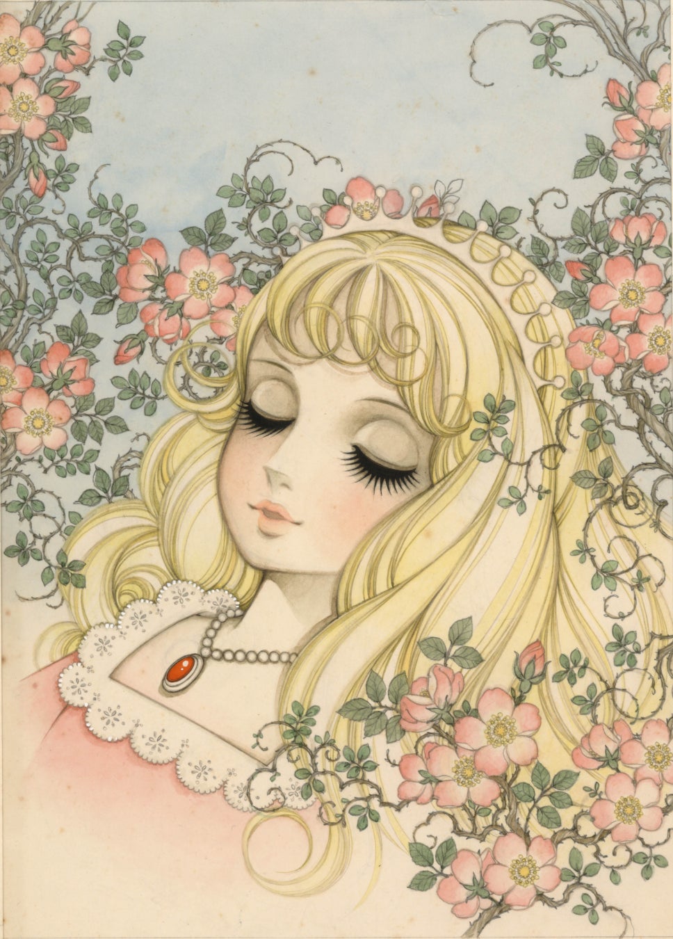 「ねむりひめ」(扉絵)水彩 27.2x19.3cm 1971年作 330,000円(税込)