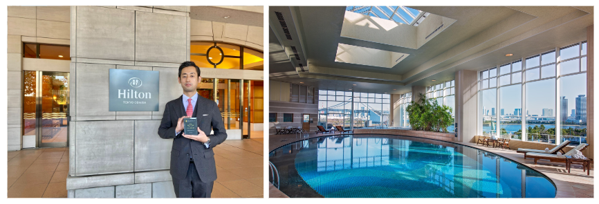 受賞記念の盾を持つヒルトン東京お台場・RM担当（写真左）