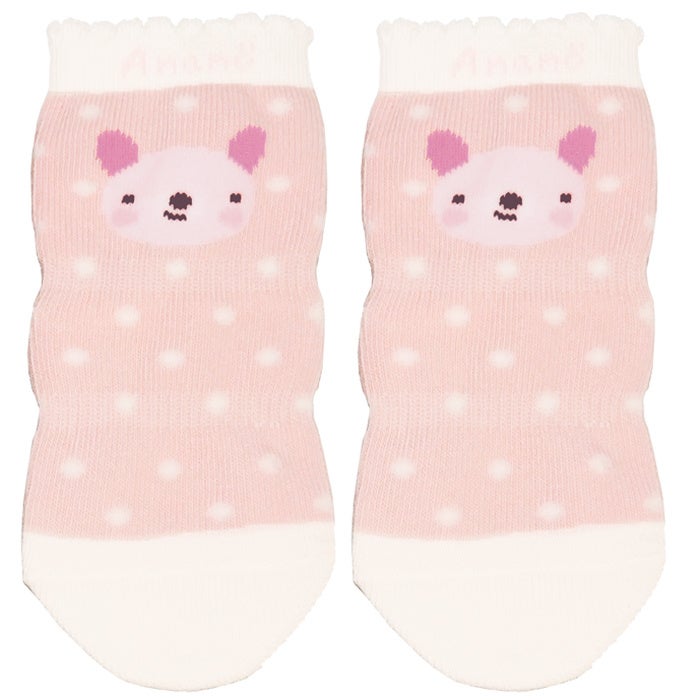 アナノカフェ ベビー梵天ソックスピンク