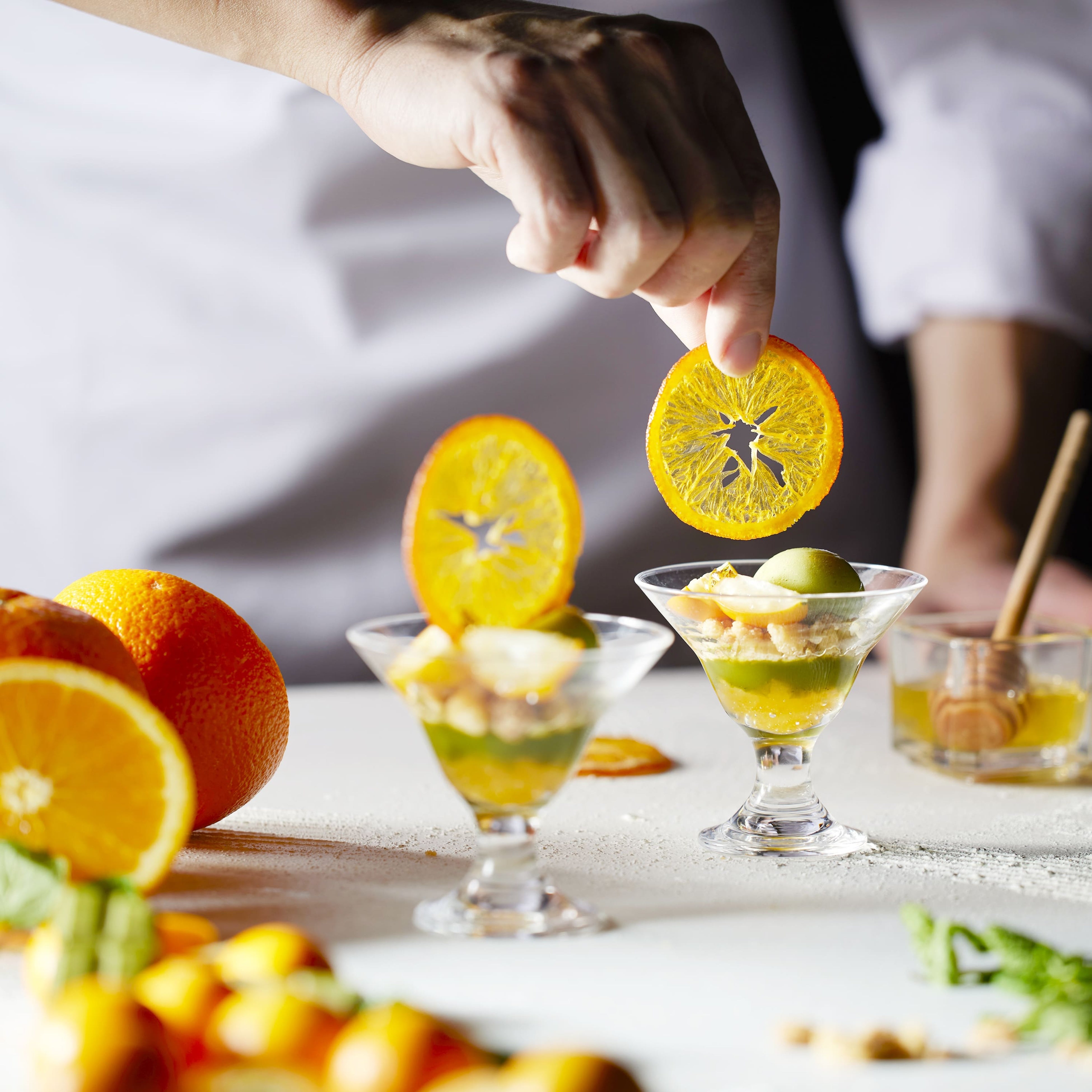 静岡県産抹茶と煎茶の柑橘フルーツパフェ