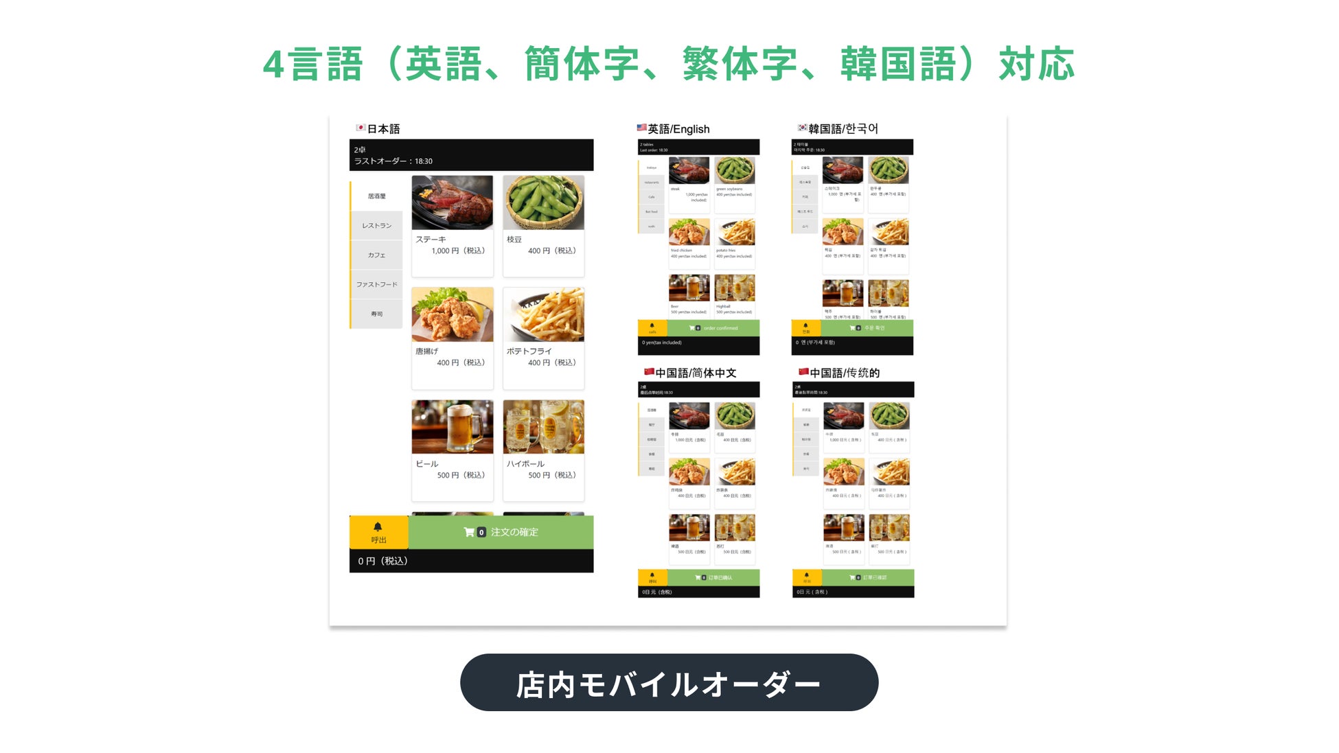 訪日客の取込みに向け店内モバイルオーダーを WOVN.io で4言語対応