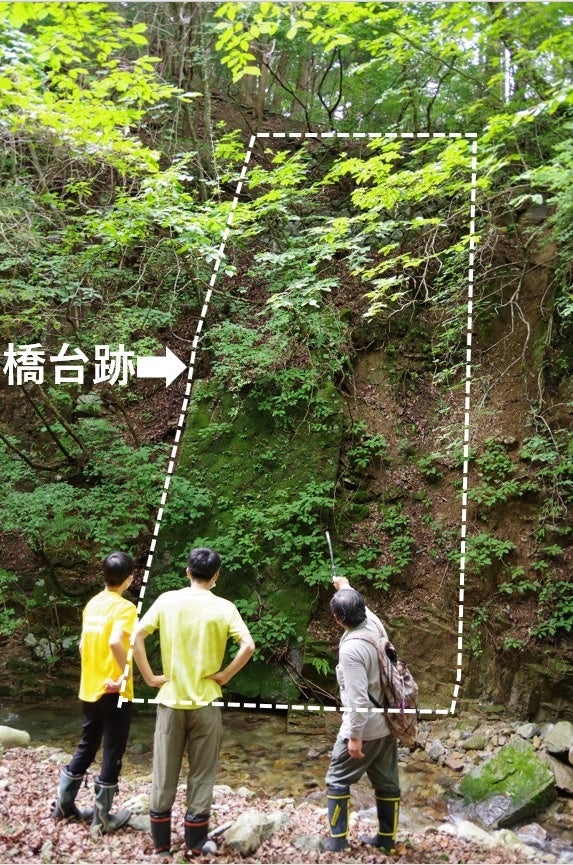 沢沿いの左岸側に橋台跡を確認