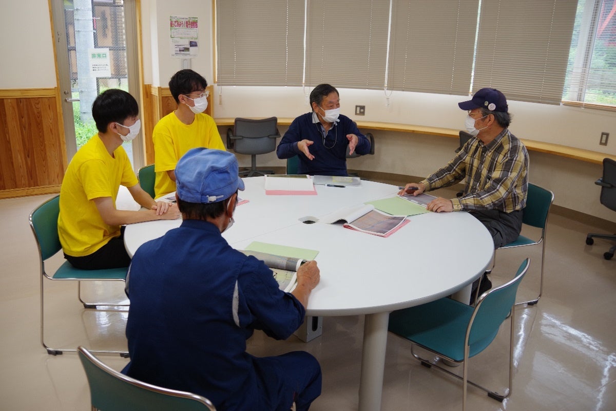 遺産位置確認のための事前打ち合わせ。学生たちは地元の有識者らから地域の歴者文化を受け継ぎつつ調査に入りました