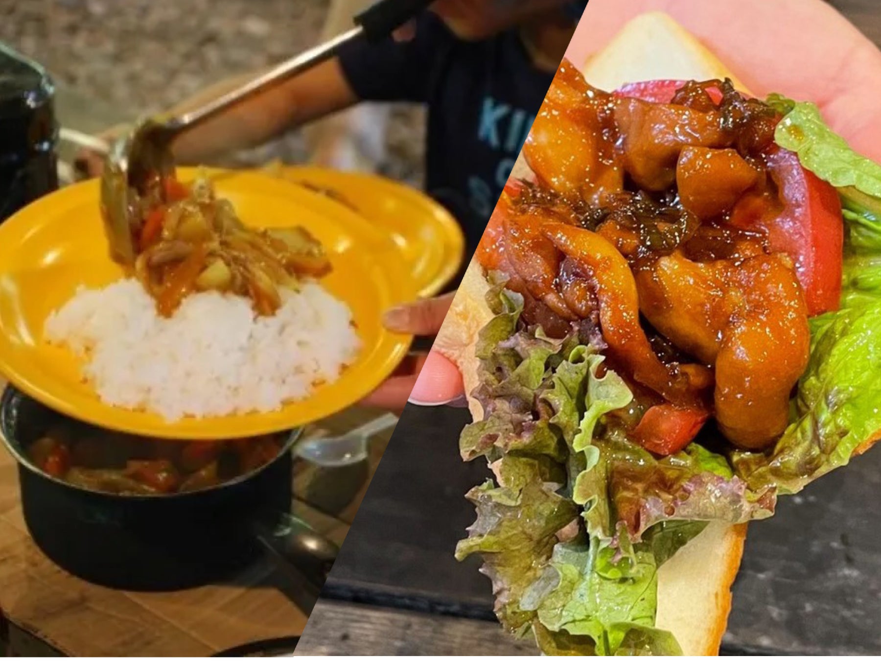 左:カレー 右:照り焼きチキンサンド