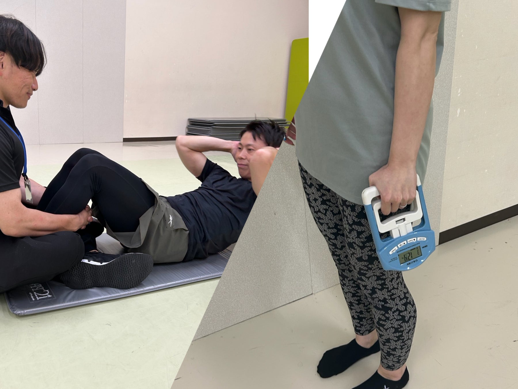 左:上体起こし 右:握力