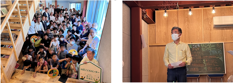 （左）集合写真　（右）当法人代表理事　挨拶