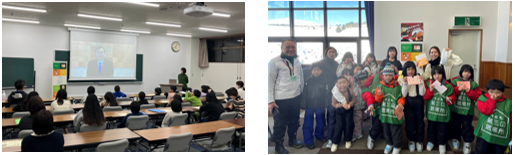 左)講演の様子　右)交流会の様子