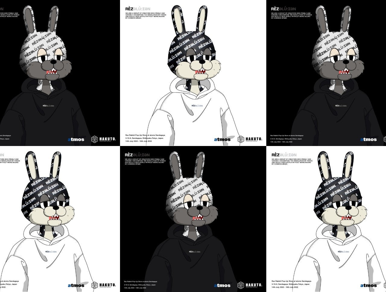 REZ DESIGNのファーストコレクションを着用したRez Rabbit