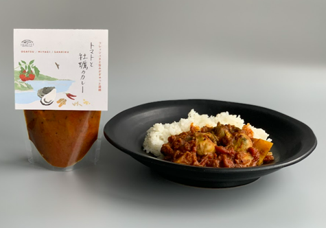 ■トマトと牡蠣のカレー　　　　　　　　　　　　　　　　　　　　　　　　　　　　 価格：1,200円（税込み）／1袋 容量：180g ／常温
