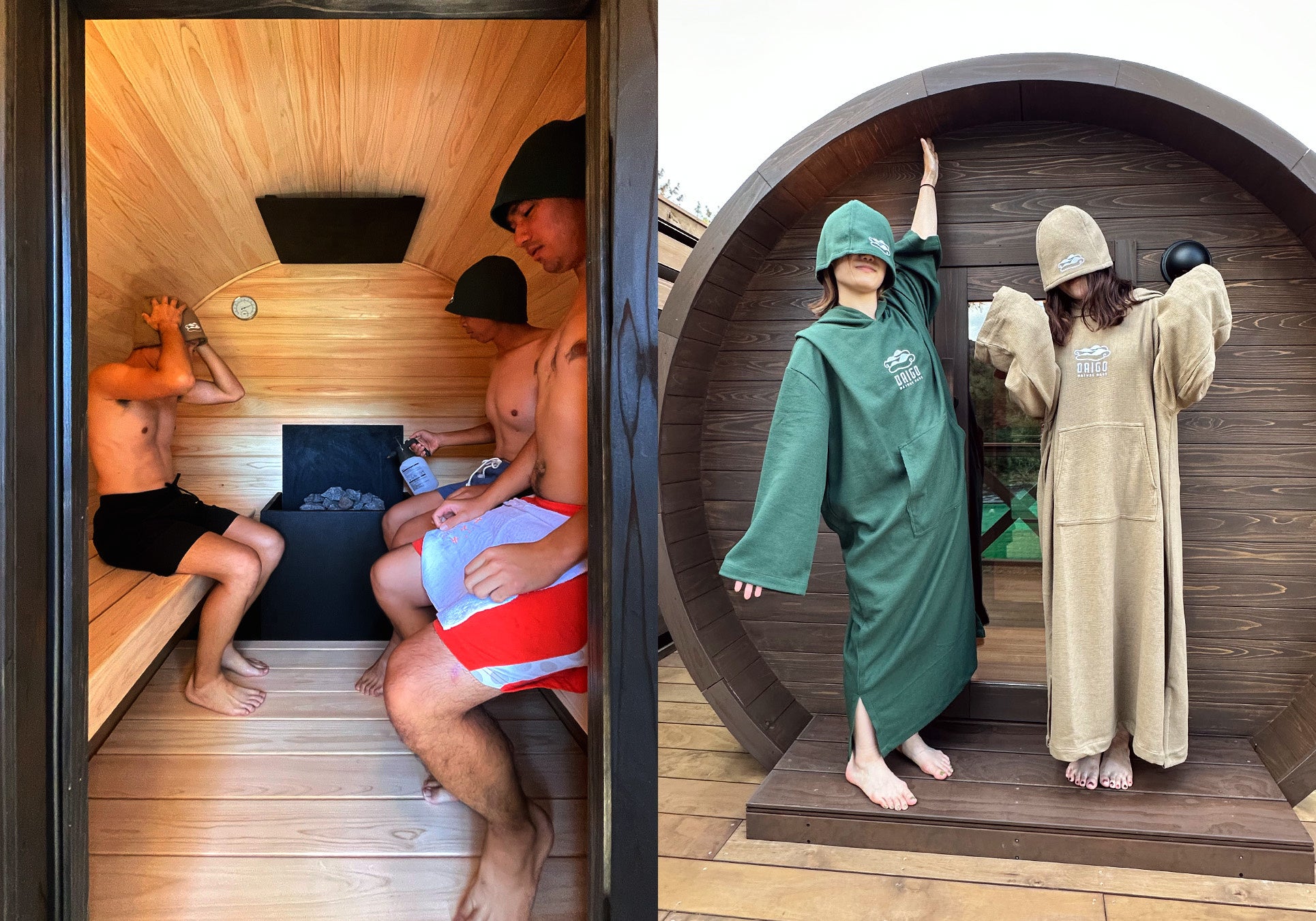 「NATURE BASE DAIGO」オリジナル・サウナハット＆ポンチョも無料貸し出し！