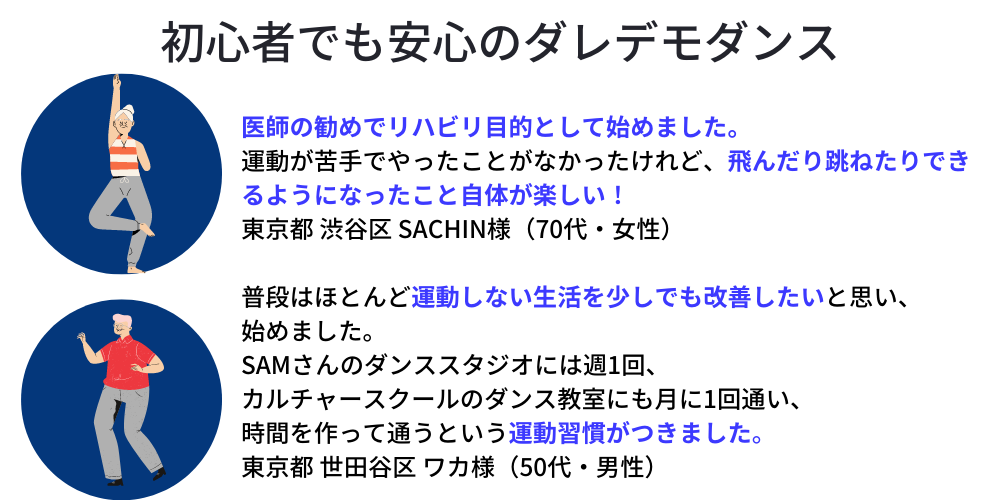 ダレデモダンスご利用者様の声