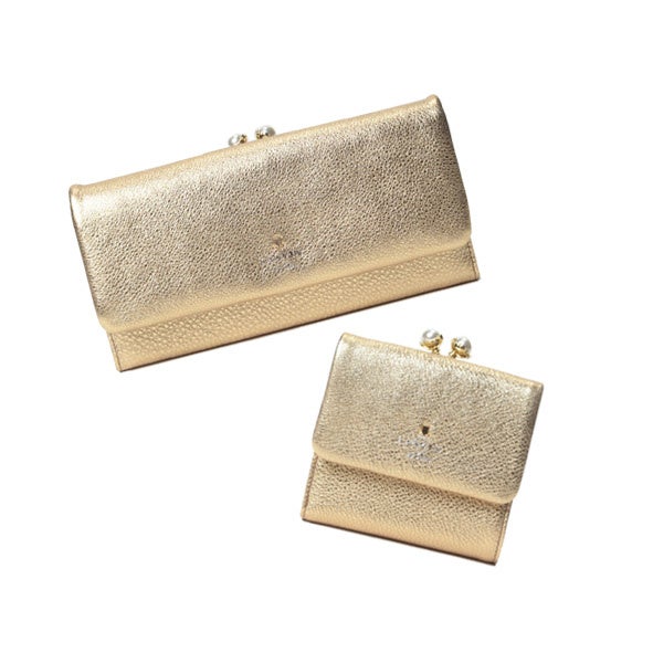 LANVIN クロコダイル風 二つ折り財布 シャンパンゴールド 105204-14-