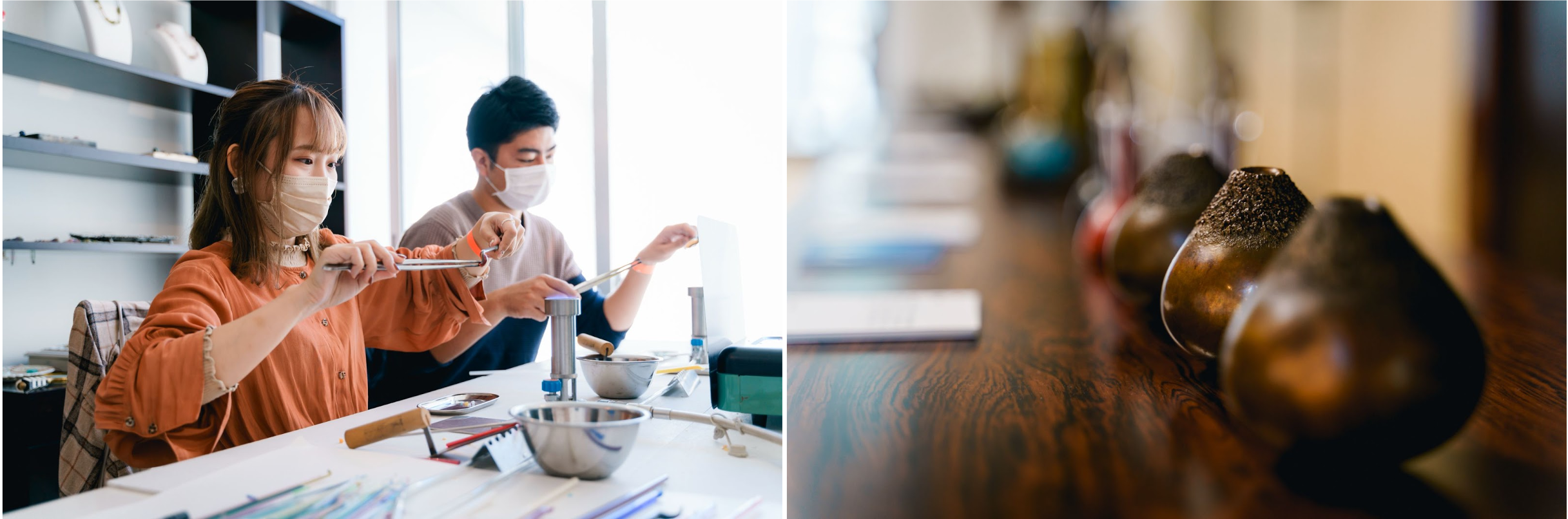 ▶︎(左) ワークショップも多数実施 、(右) 伝統産業の職人や作家の作品の展示・販売