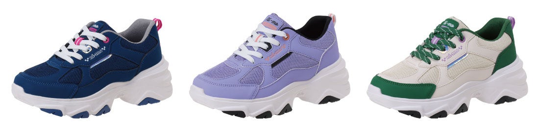 左から：ネイビー、パープル、グリーン