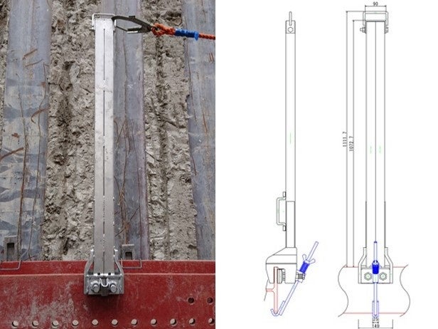新商品「マルチポスト腹起しZ」全体画像(左)、商品設計図(右)