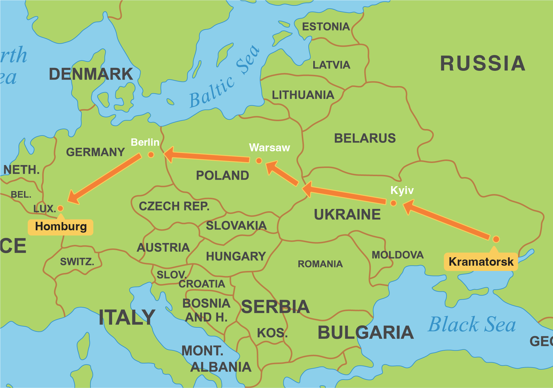 クラマトルスクからドイツへ、ナタリアの足取り