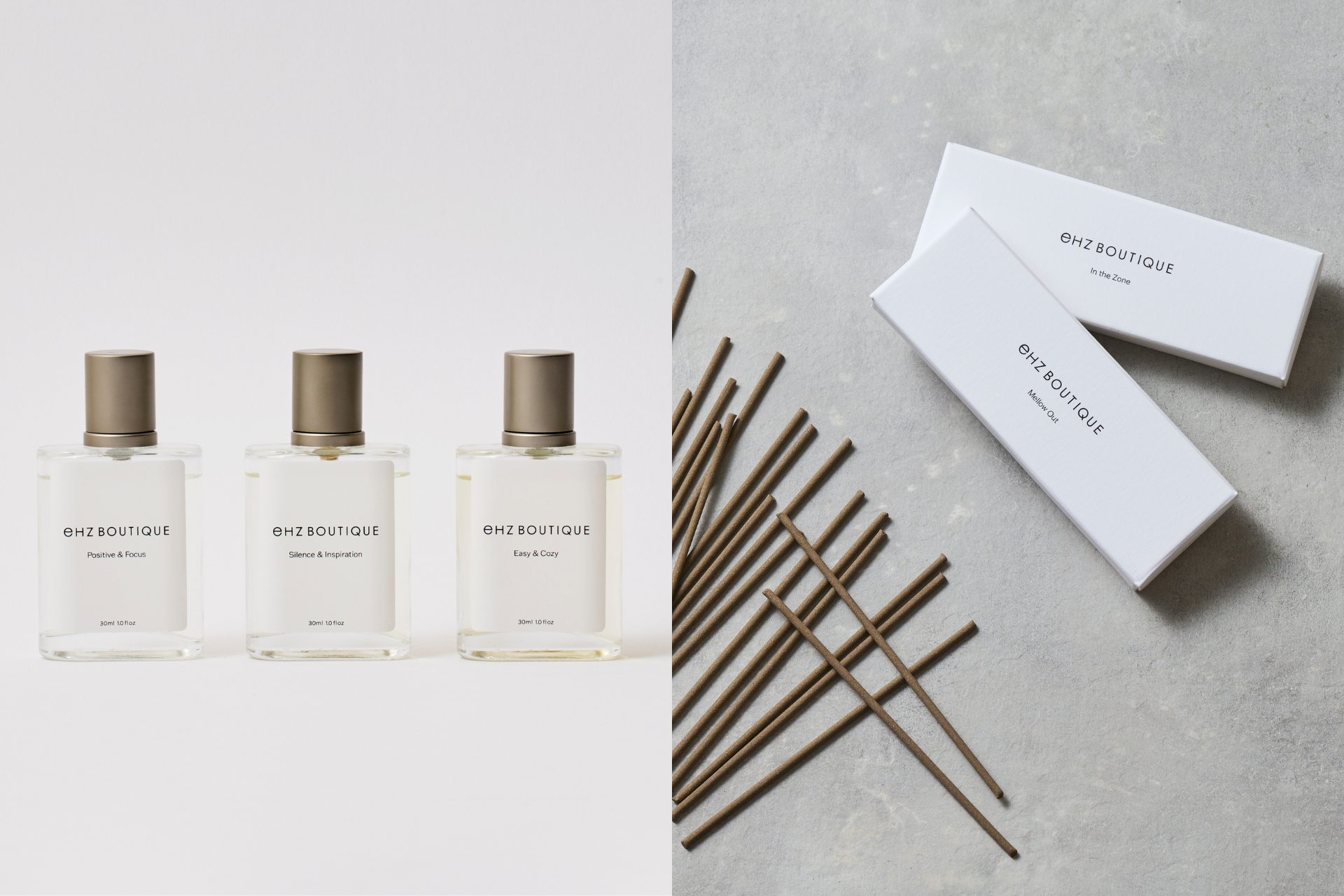 気持ちや空間を瞬時に切り替えるミストと、余韻を楽しむお香のセット。