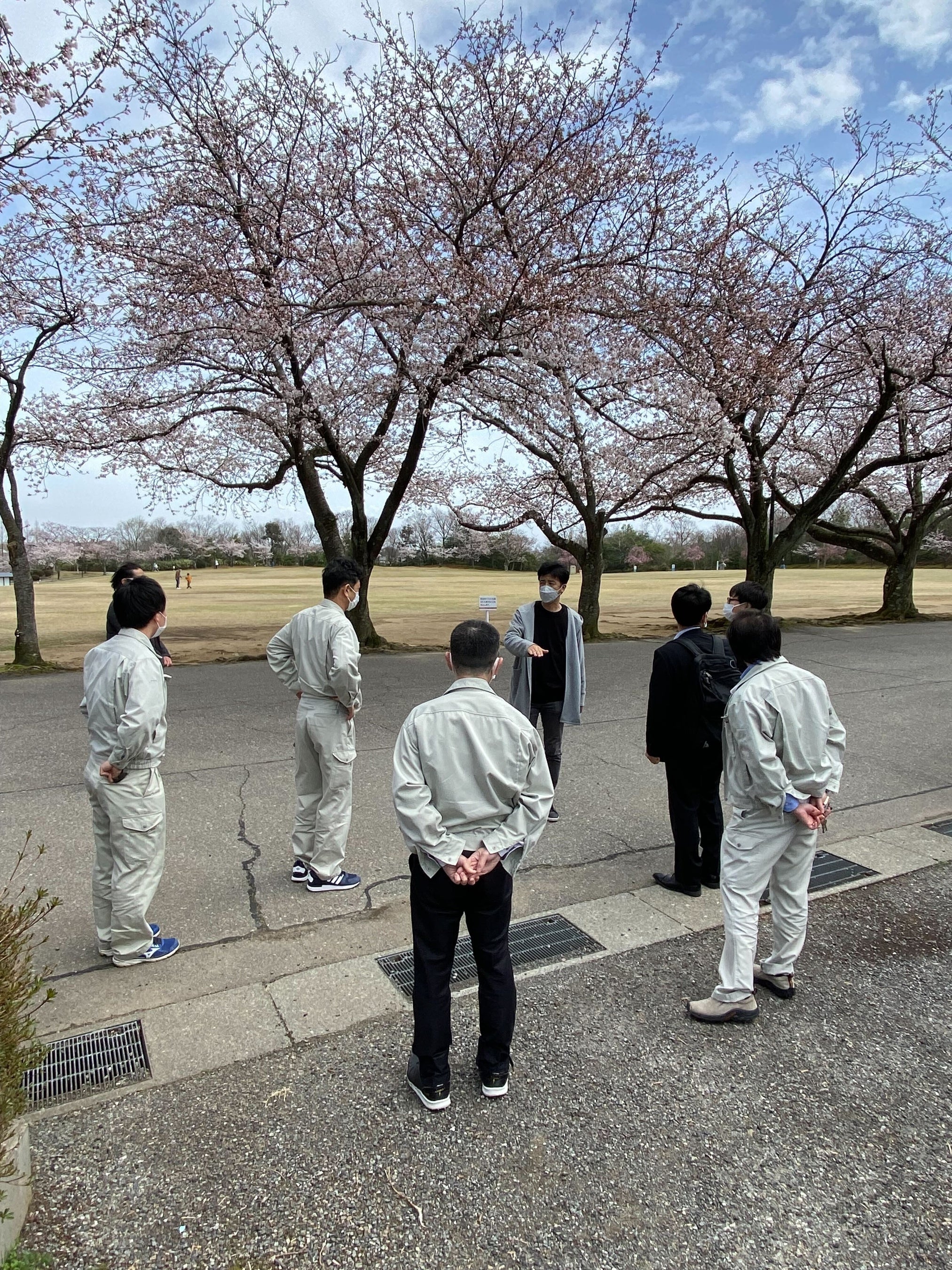 加賀市中央公園実験前の現地打ち合わせの様子