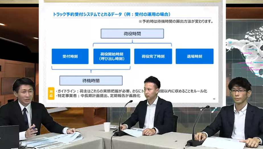 写真左から LOGISTICS TODAY 鶴岡 昇平氏、ハコベル 渡辺 健太、小窪 亘