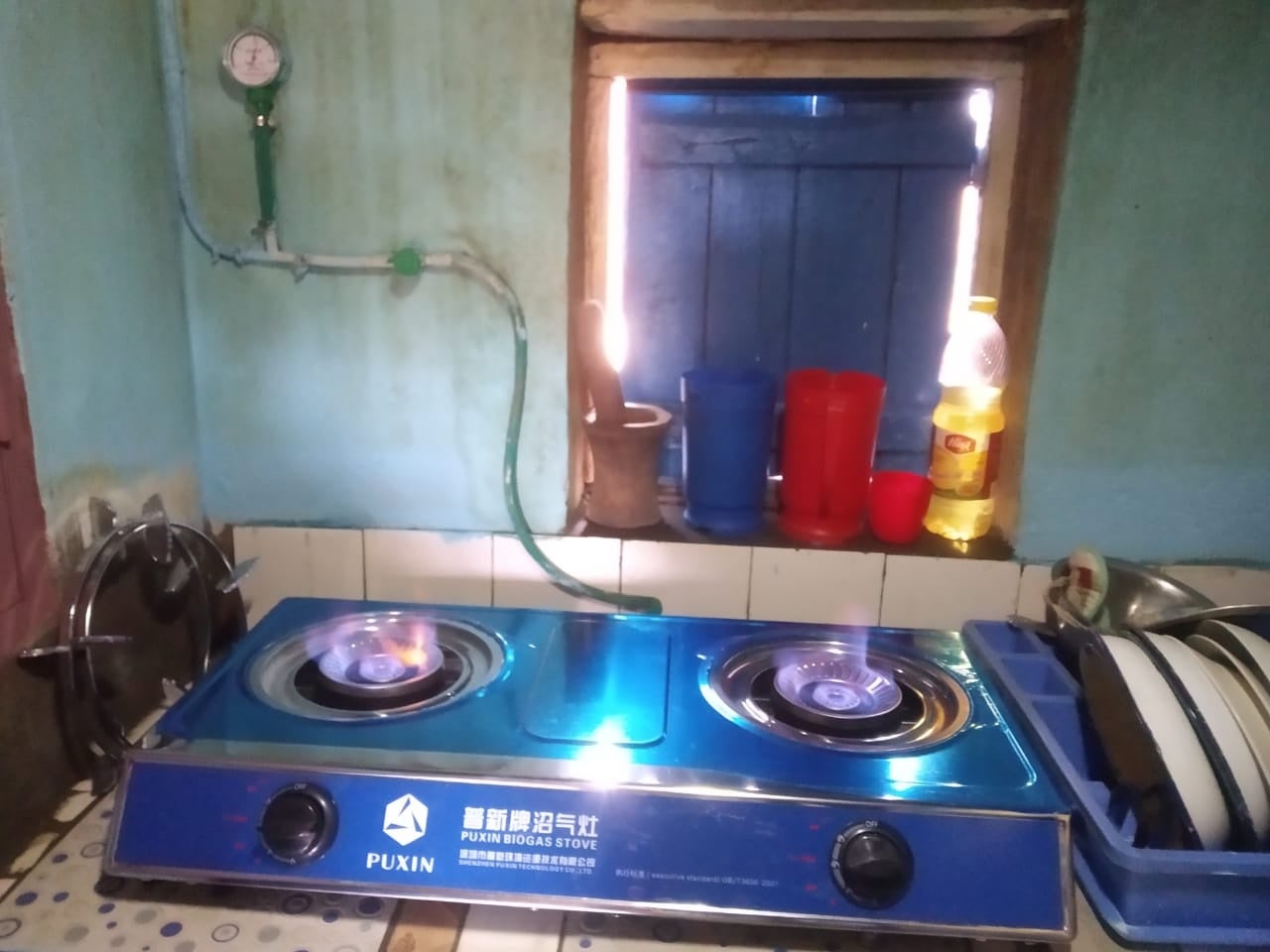 ガスコンロでメタンガスの発生を確認