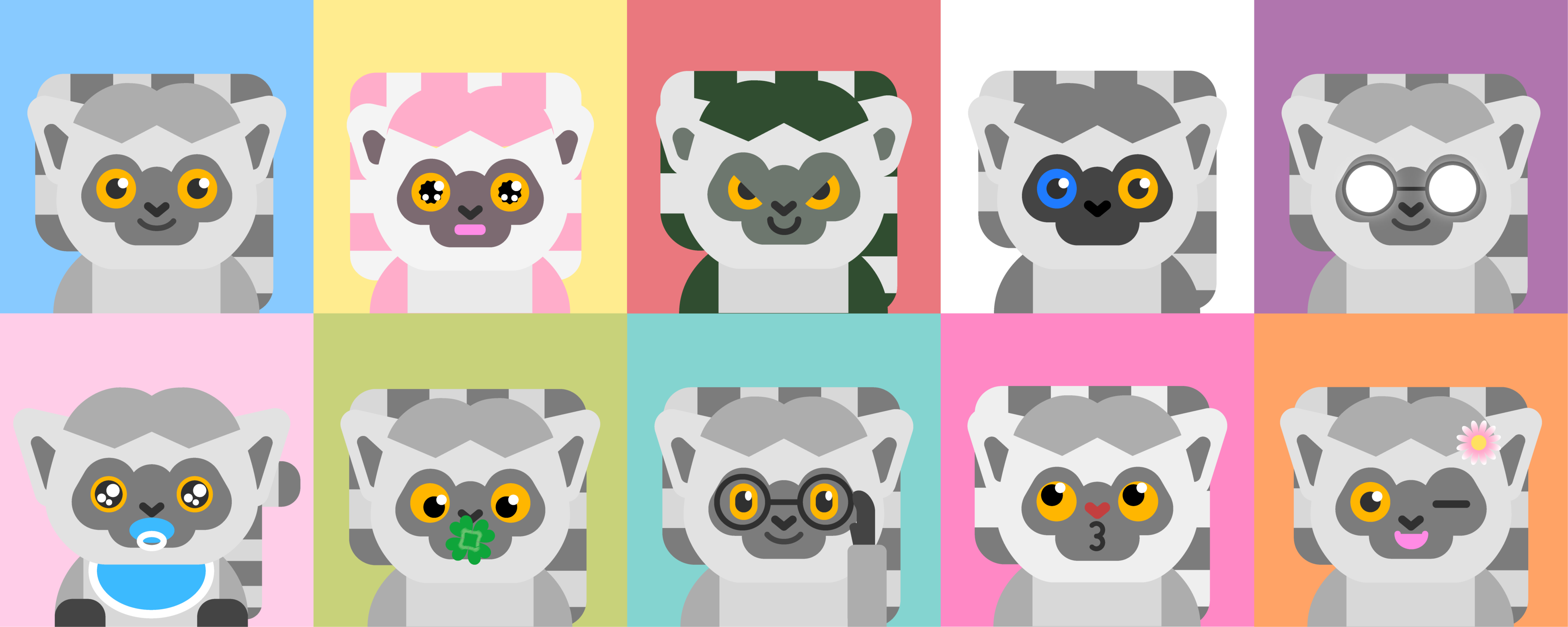 オープンシーで販売が始まったワオキツネザルのキャラクターたち