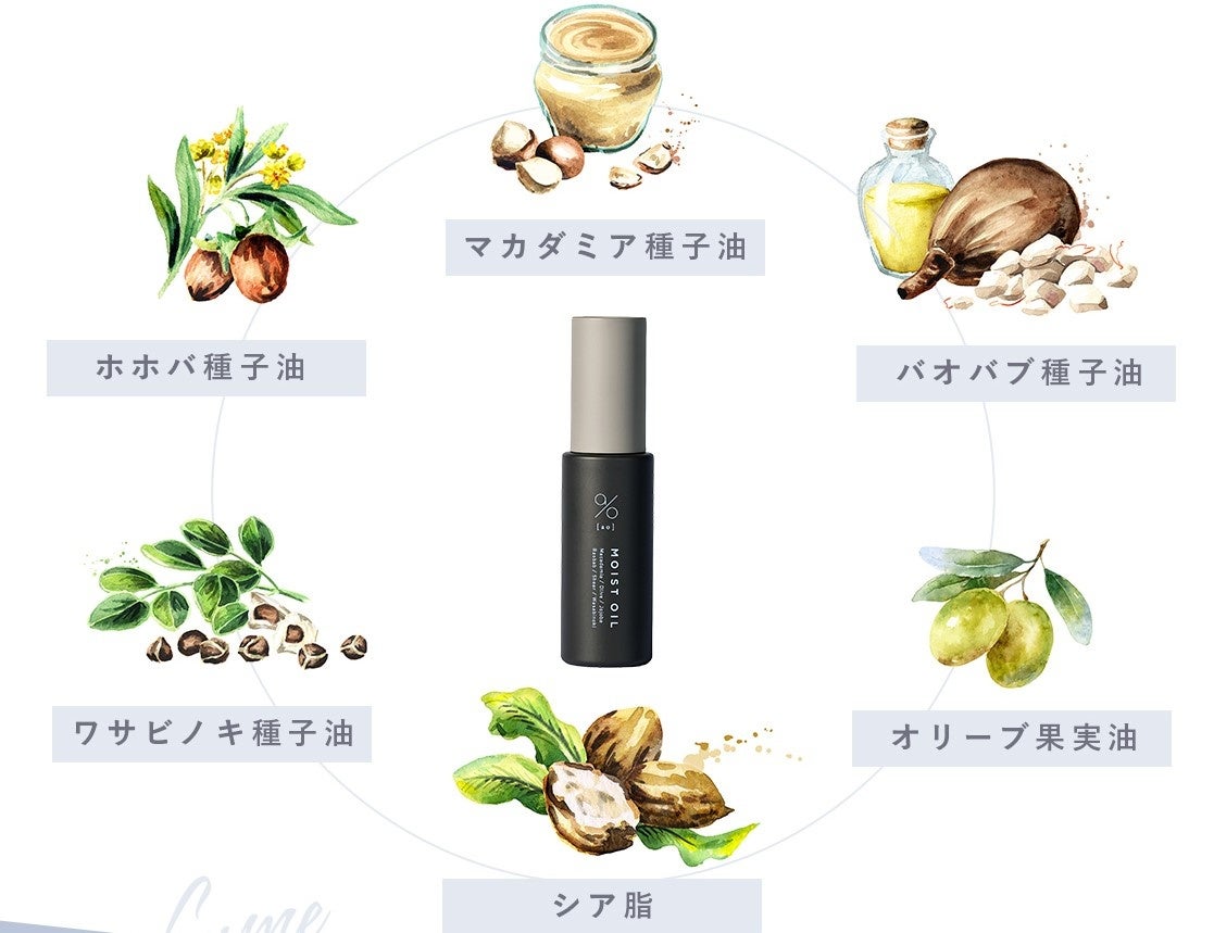 剛毛に特化した厳選した6種類の天然植物油
