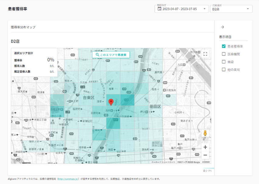 「 エ リ ア 分 析 」 機能