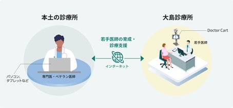 「D to P with D(患者が医師といる場合のオンライン診療)」 形式での「Doctor Cart」の活用イメージ図