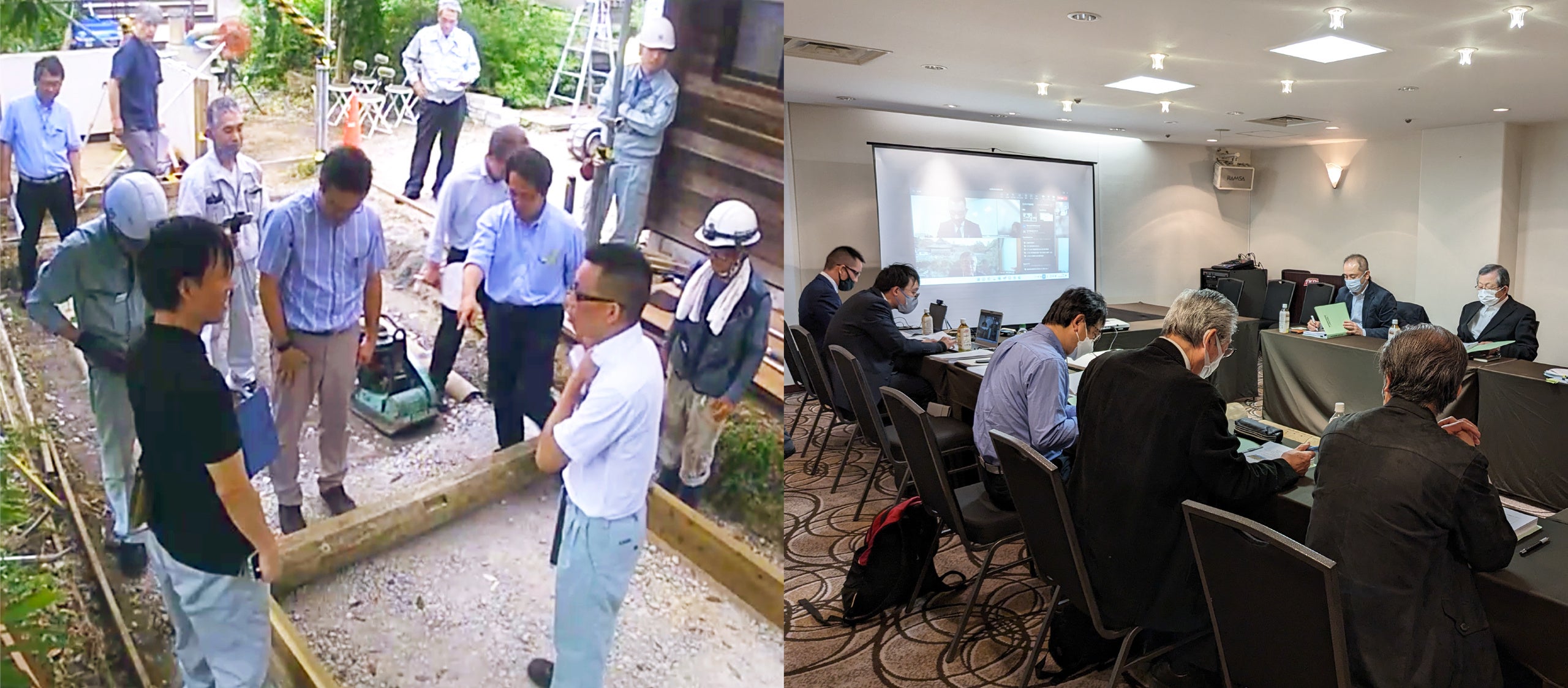 左：施工試験、右：審査委員会