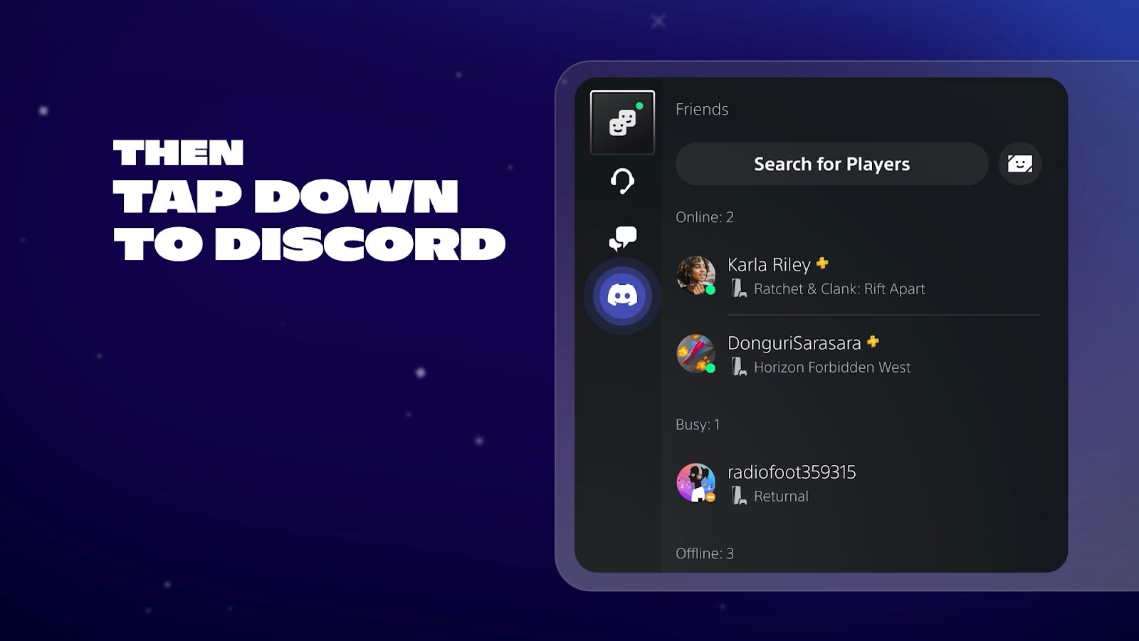 Join the Discord audio channel on your PS5 console