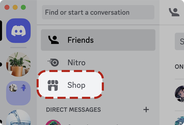 デスクトップアプリ上での「ショップ」の表示
