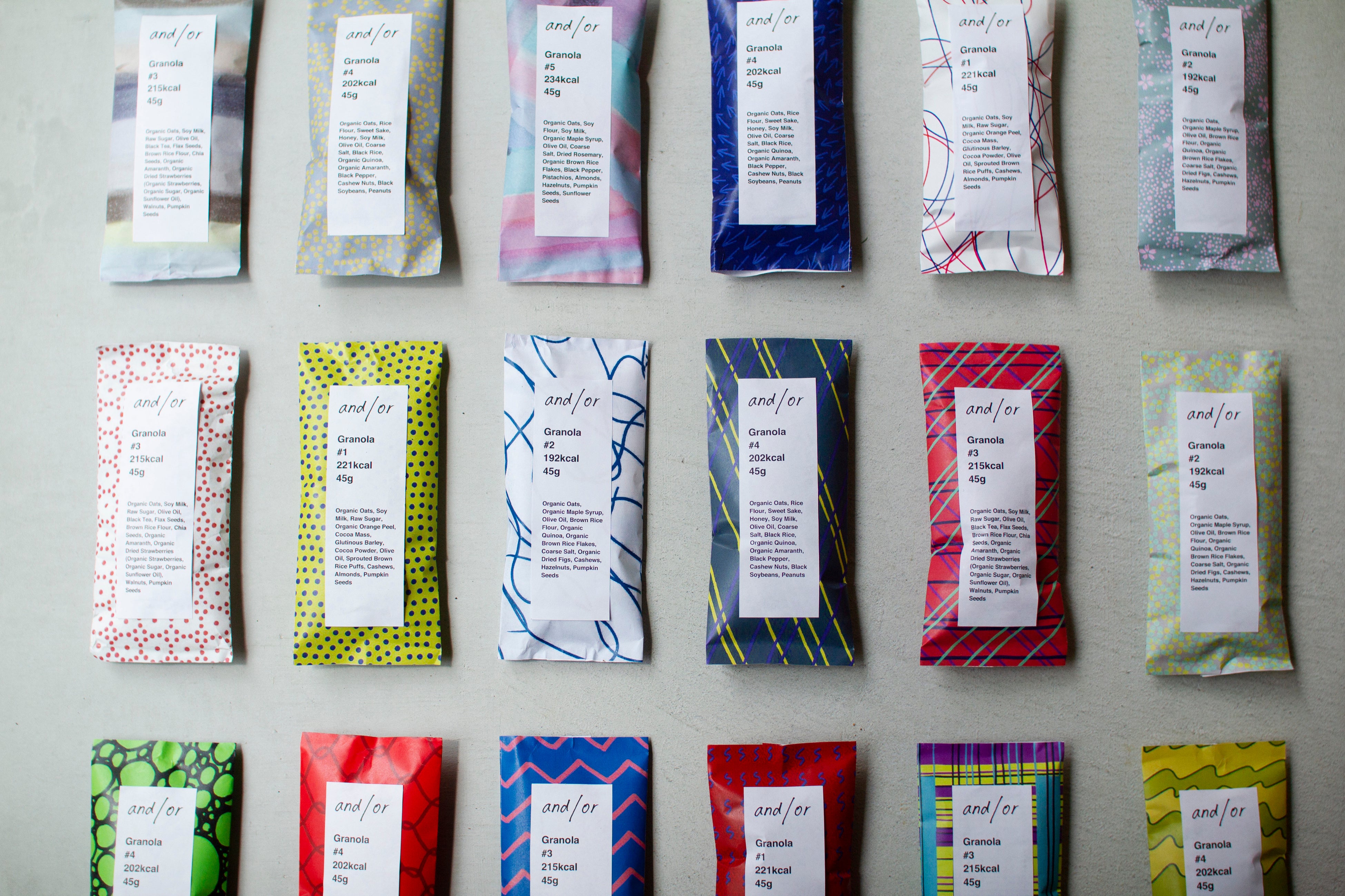 パッケージデザインは全30種類。　アンドオアグラノーラ