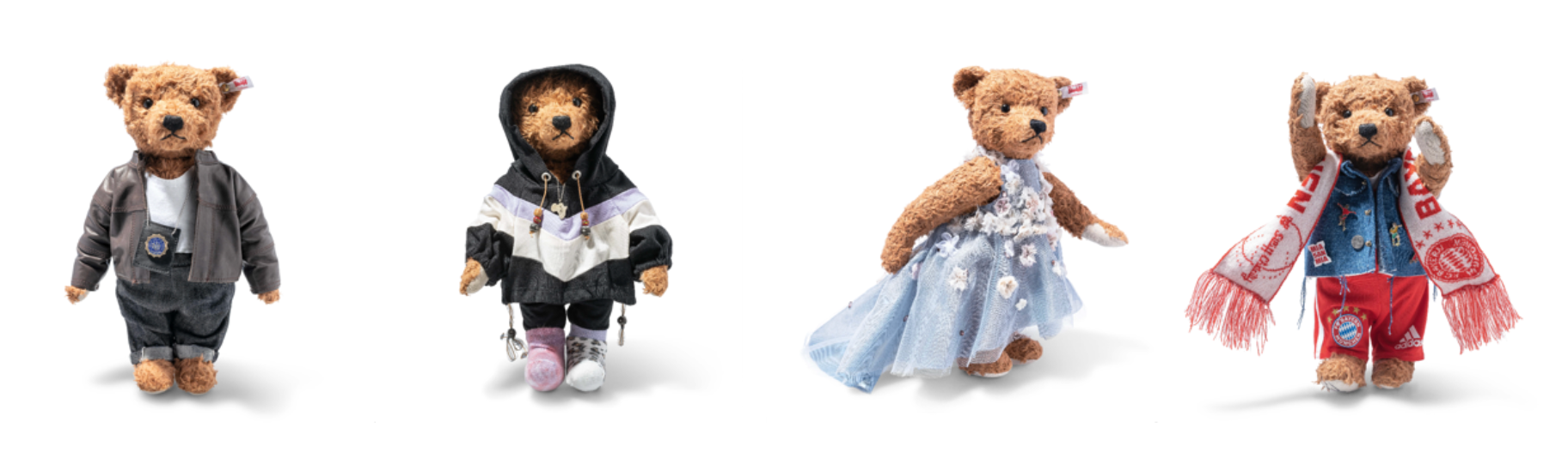 左から、ブルース・ウィリス氏と妻のエマ氏、トニ・ガーン氏、カロリナ・クルコヴァ氏、FCバイエルン・ミュンヘンのデザイン