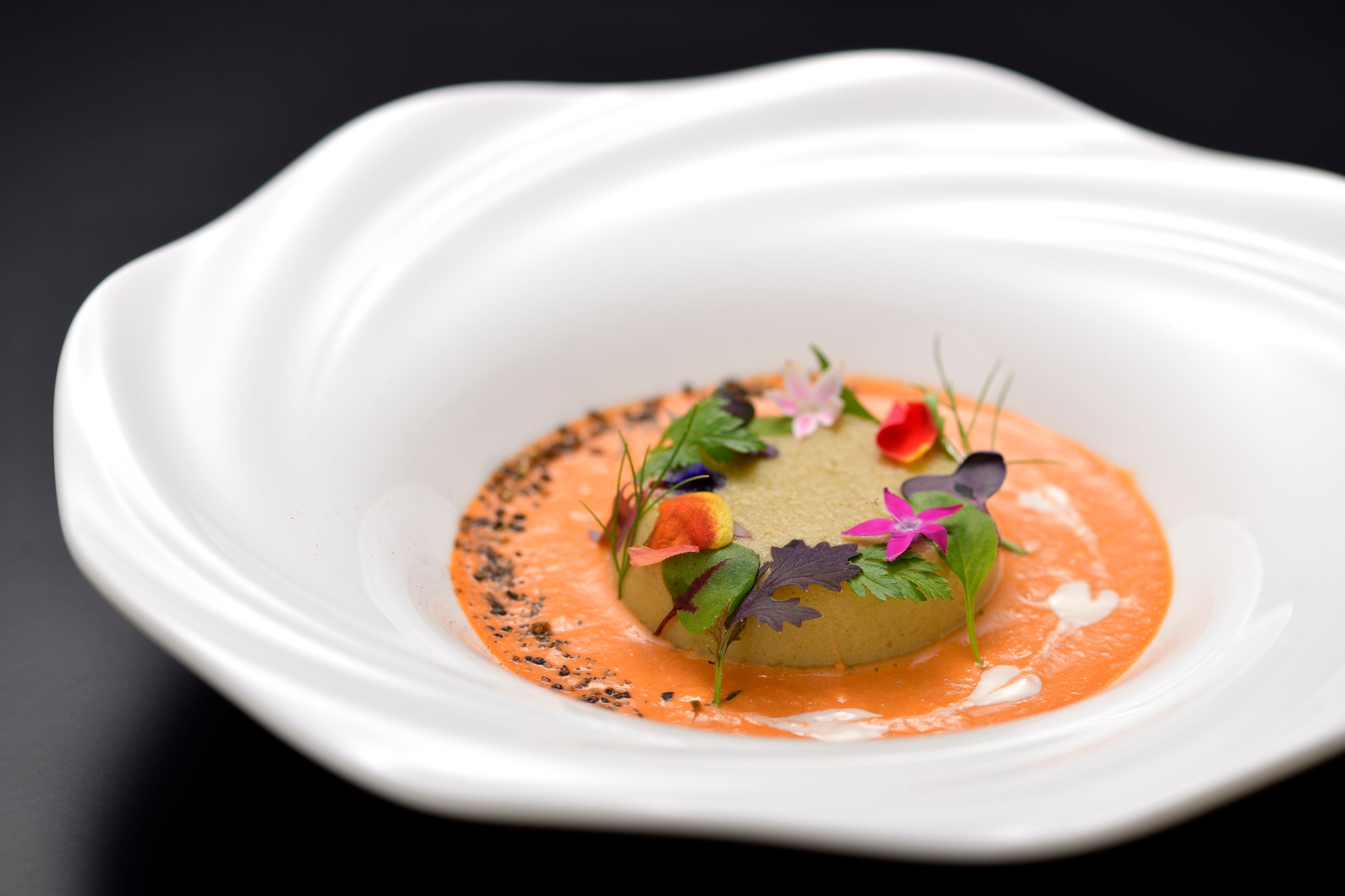 ヴィーガンコースディナー「ゴーヤーのパンナコッタ」