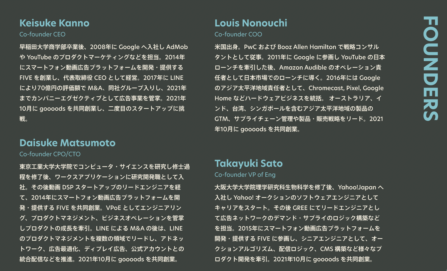 goooods創業メンバー略歴