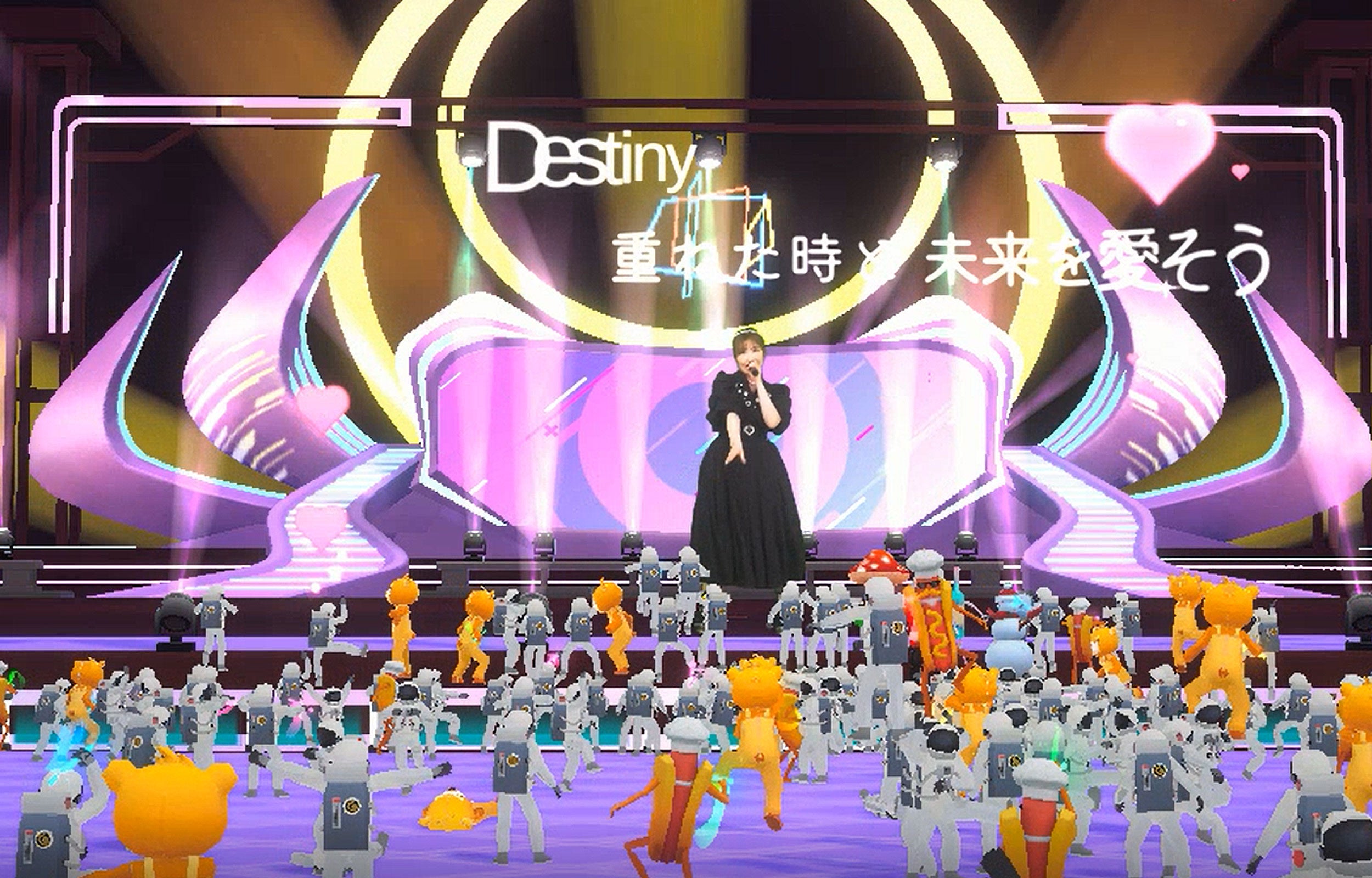 内田彩、新田恵海、鈴木杏奈の３名の人気声優が、初めてのメタバースライブを「Virtual VAPOLLO」上で開催。会場を縦横無尽に動き回るたくさんの３Dアバターの観客や、飛び交うNFTアイテムの中で、Web3時代の新たなライブに挑戦。