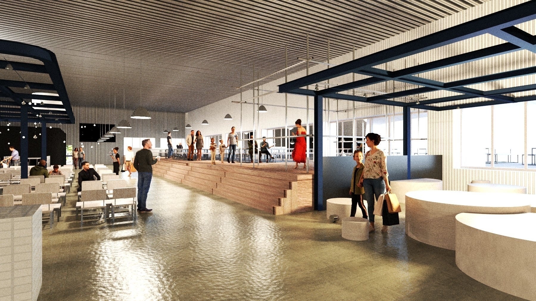 見晴らしがよく広々とした室内デッキ