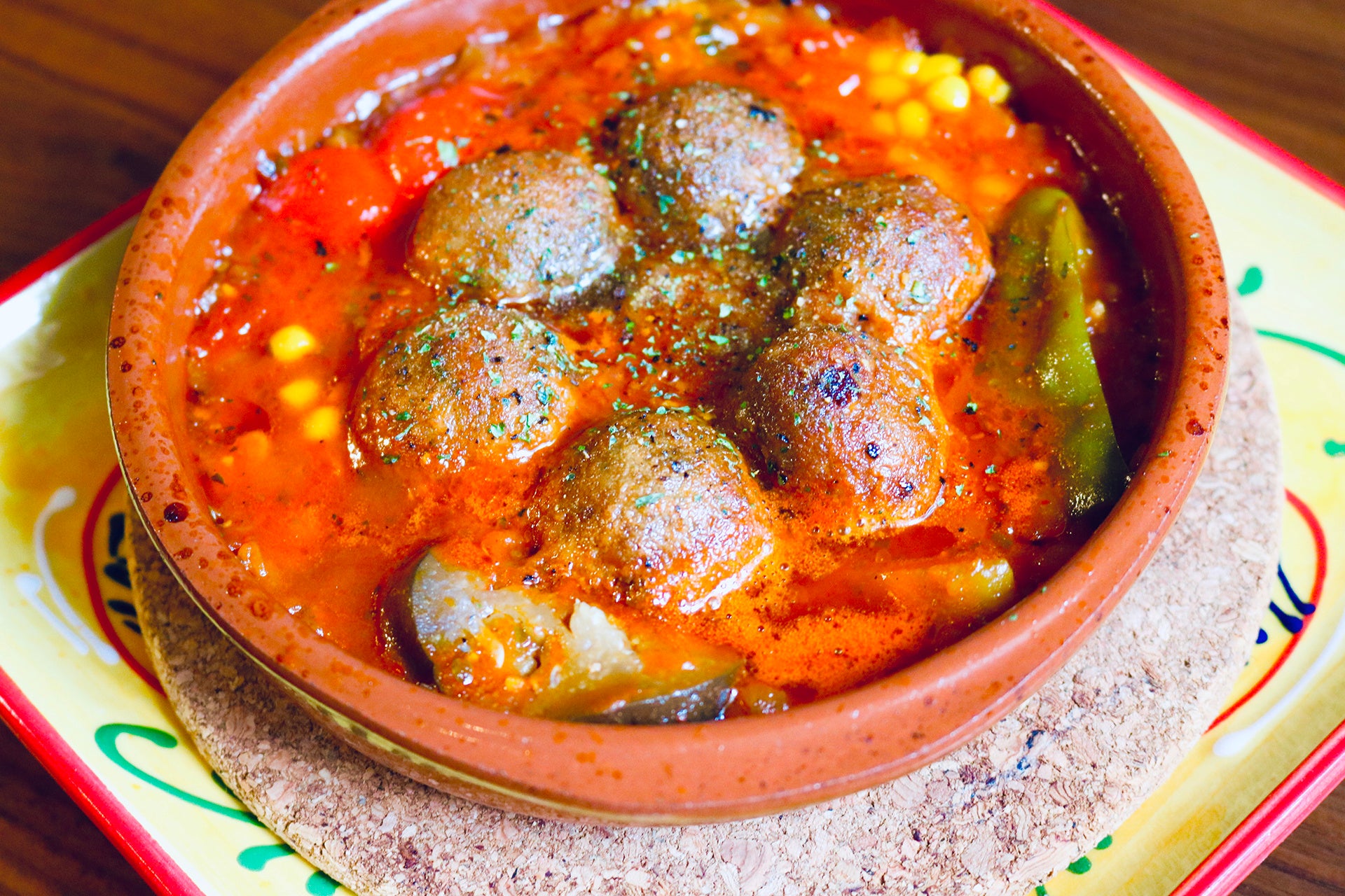 スペイン風レンコンミートボールのトマト煮込み