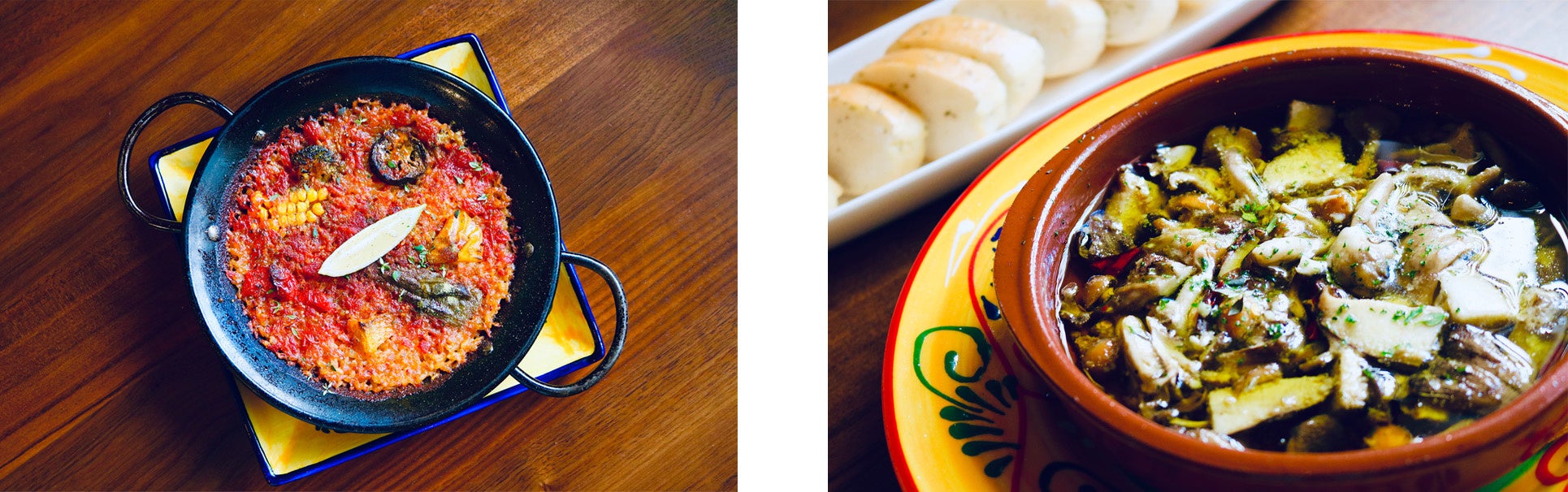 【軽井沢産】旬の有機野菜たっぷりパエリア　【軽井沢産】旬のキノコのアヒージョ フォカッチャ付き