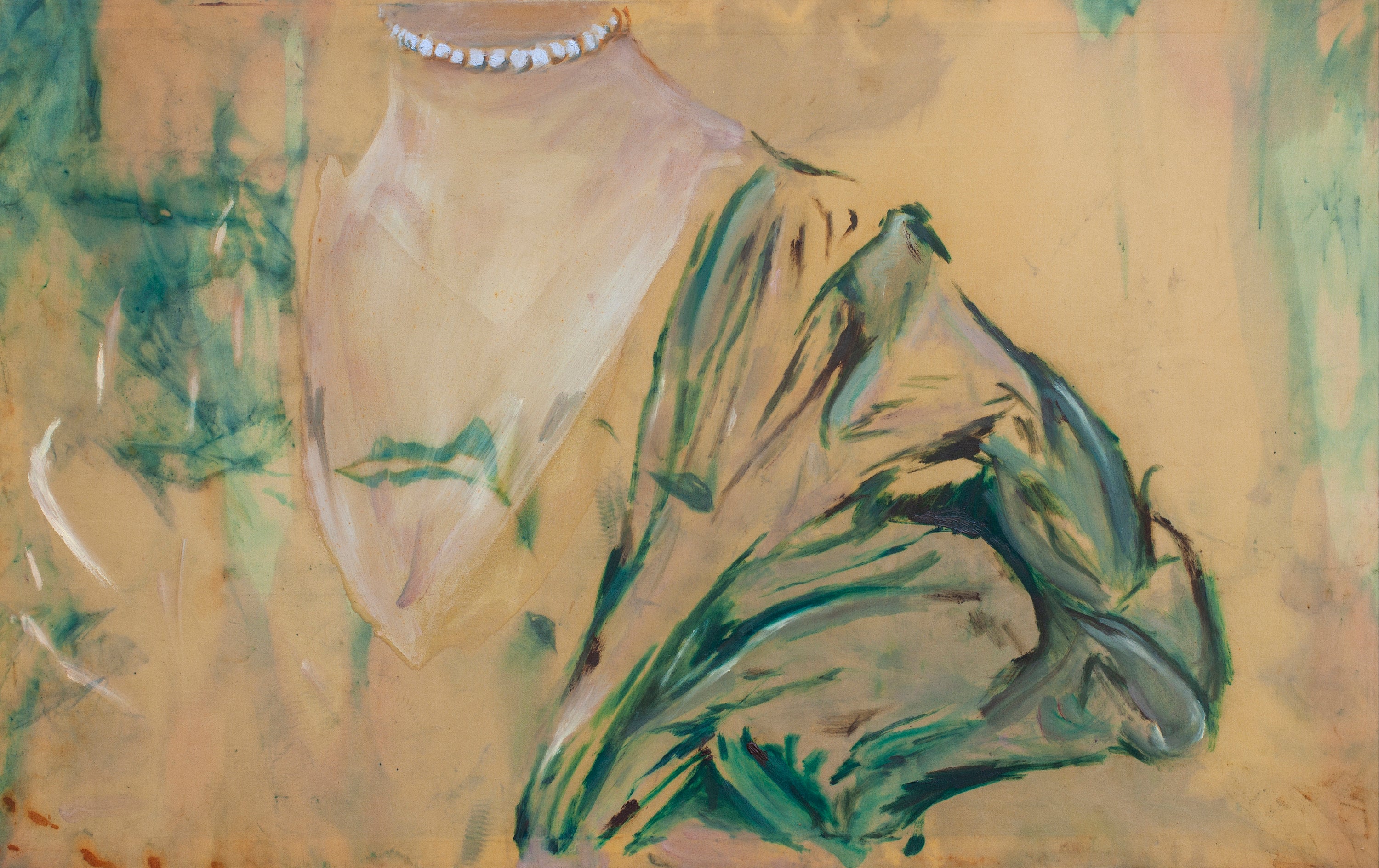 Hashel Al Lamki, Lucy, 2022. Oil, natural pigment, oil pastels, ink, on linen. Part of Lucy, painting and sound installation