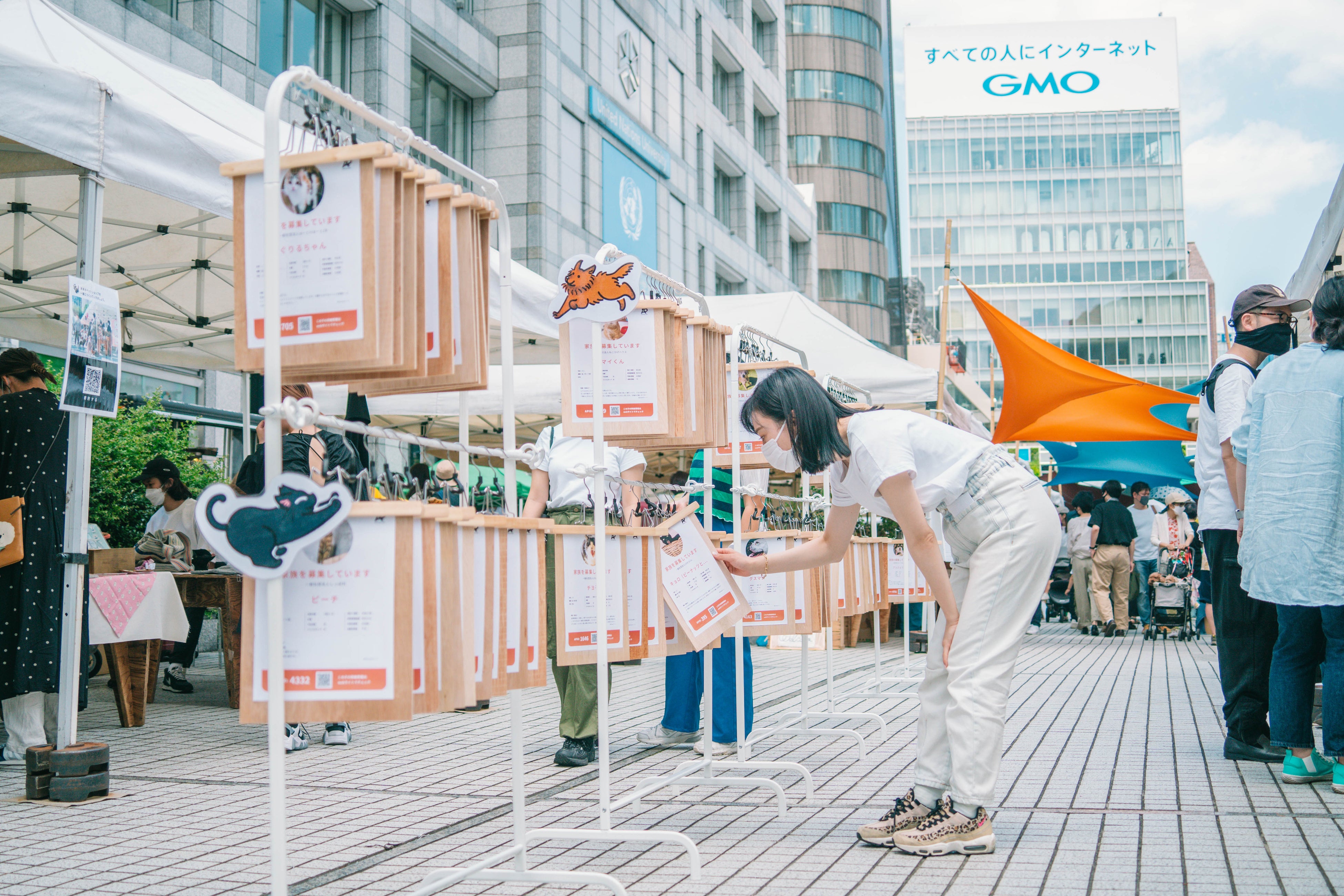 イベント(青山ファーマーズマーケット)でポスター掲示を行なっている様子